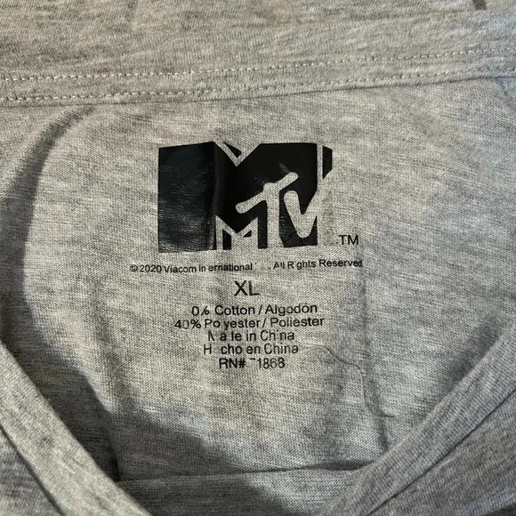 MTV Heather Gray Tie-dye Short Sleeve Cropped Graphic Tee Xlarge Women’s - Picture 10 of 11